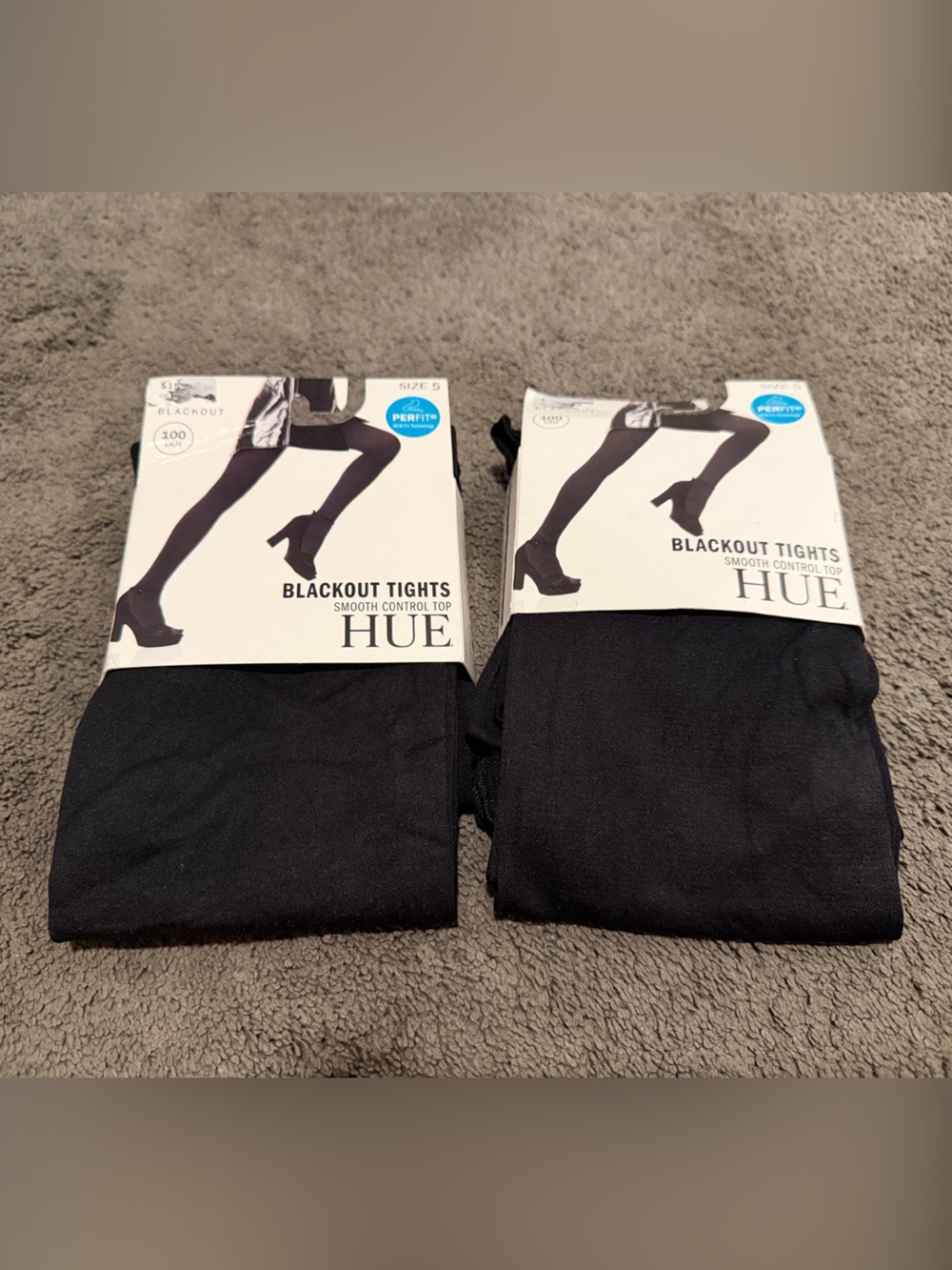HUE Black Opaque Blackout Tights - Black - Size 5